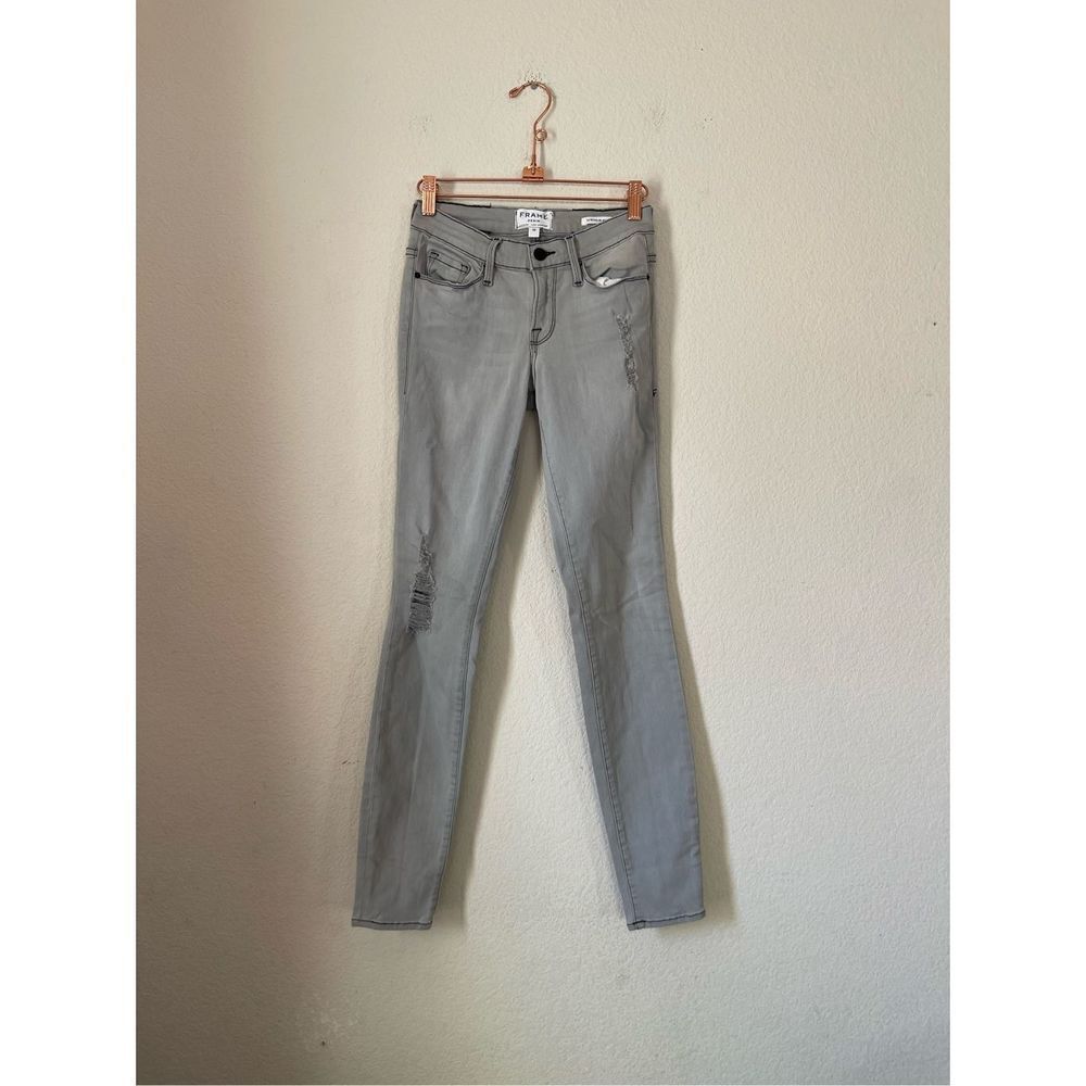Frame le high de skinny Jeanne distressed grey jeans size 26